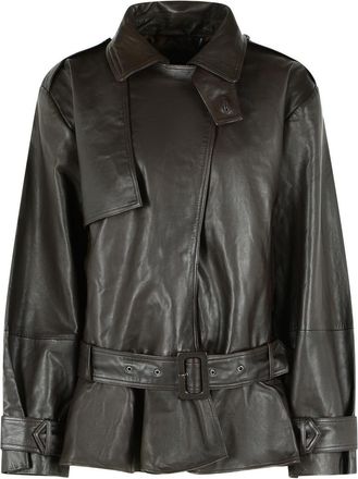 Rotate Biker Dark Brown Leather Jacket