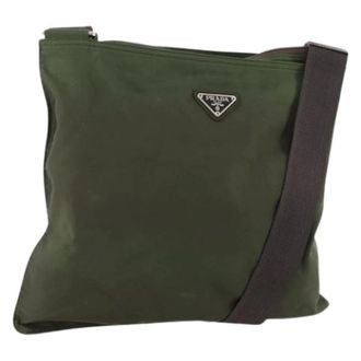 Prada Pre-owned Vintage Nylon Schoudertas - Dames - Pre-owned - Groen - Maat: ONE Size Nylon