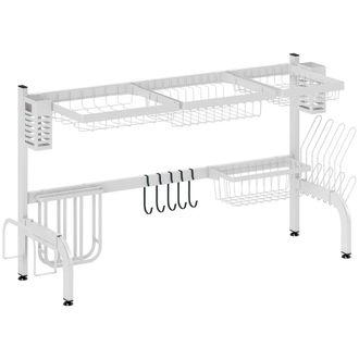 HOMCOM Escurreplatos 100x30x54.5 cm blanco