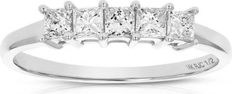 Vir Jewels 1/2 cttw 5-Stone Princess Cut Diamond Ring Engagement Bridal 14K White or Yellow Gold