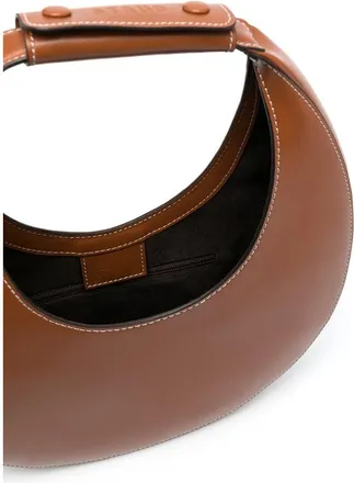 Staud Contrast Stitching Calf Leather Shoulder Bag - Brown