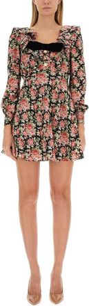 Alessandra Rich Flower Print Mini Dress-Donna