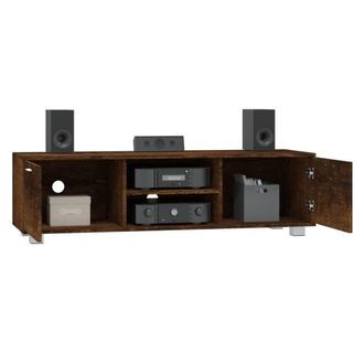 Berkfield Home TV Cabinet Smoked Oak 140x40.5x35 cm Engineered Wood in Brown