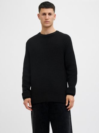 Jack & Jones Strickpullover JACK & JONES JJGLOBAL KNIT CREW NECK, Herren, Gr. XS, schwarz, Strick, Obermaterial: 67% Polyacryl, 33% Baumwolle, unifarben, regular f