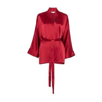 Antonelli Belted Coats, female, Red, 2XL, Satin-Panel Kimono