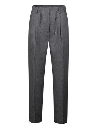 Moorer drawstring-waist pleated trousers - Grey