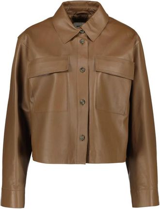 Max Mara Wkdpiovra Leren Jas - Dames - Leren en Su&egrave;de Jassen - Bruin - 2XS - Leer - Jassen