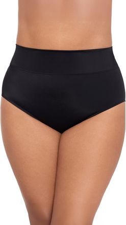 Trimshaper Wide Waistband Yoke-Top Control Swim Brief in Black at Nordstrom, Size 20W