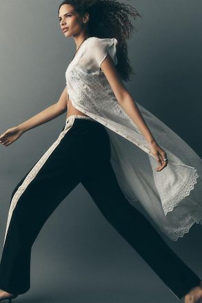 Pilcro Short-Sleeve Textured Maxi Tunic Top