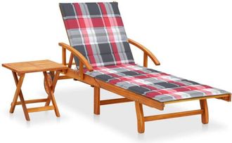 vidaXL Tumbona De Jard&iacute;n Con Mesa Y Coj&iacute;n Madera Maciza De Acacia Vidaxl