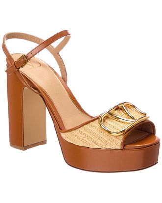 Valentino Vlog Signature Raffia & Leather Sandal