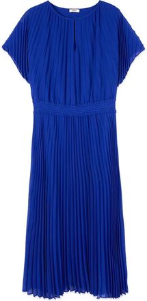 Oltre Midi Jurk in Geplisseerde Georgette - Dames - Casual kleedjes - Blauw - XS - Polyester - Kleedjes