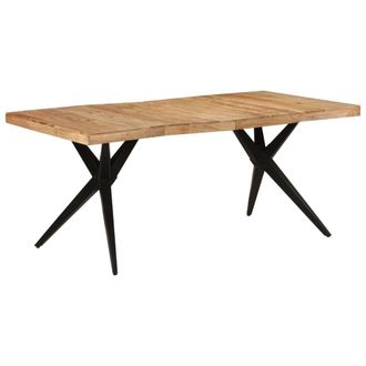 Berkfield Home Dining Table Black 180x90x77 cm Solid Wood Acacia | Size: 180 x 90 x 77 cm