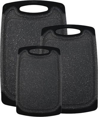 OEM Set Di 3 Taglieri In Plastica Spessa Per Cucinare, Carne, Verdura, Frutta, Con Manico Ergonomico, Lavabili In Lavastoviglie (nero)