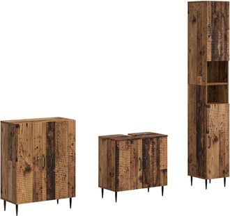 vidaXL Juego De Armarios De Ba&ntilde;o De 3 Piezas Haarlem Madera Envejecida Vidaxl
