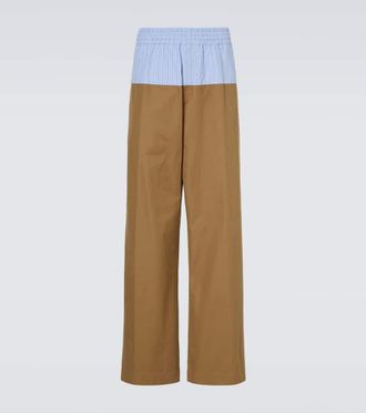 Dries Van Noten Pantalones anchos de sarga de algod&oacute;n