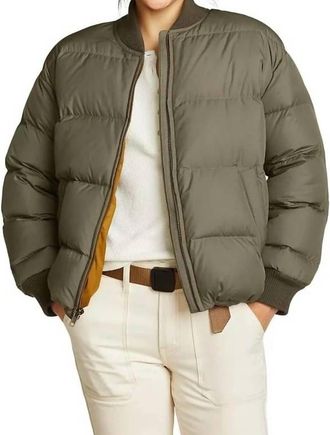 Eddie Bauer Original Down Puffer Bomber Jacket In Dusty Olive