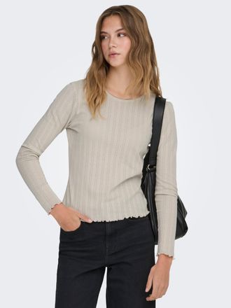 Only Langarmshirt ONLY ONLCARLOTTA L/S TOP NOOS JRS, Damen, Gr. XS, grau (pumice stone), Jersey, Obermaterial: 100% Baumwolle, unifarben, regular fit norma