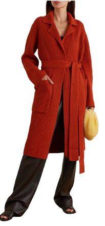 Joseph Jospeh Orange Belted Rib Knit Longline Cardigan Size XS