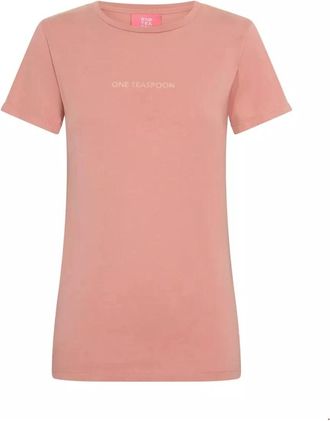 One Teaspoon Roze Logo T-shirt Biologisch Katoen - Dames - T-shirts - Roze - 2XS - Katoen - Tops