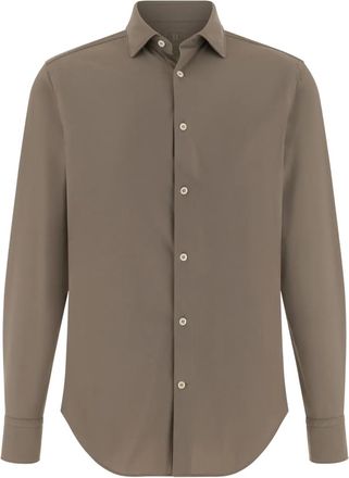 Boggi Milano tokyo-collar stretch shirt - men - Polyamide/Elastane - L - Brown