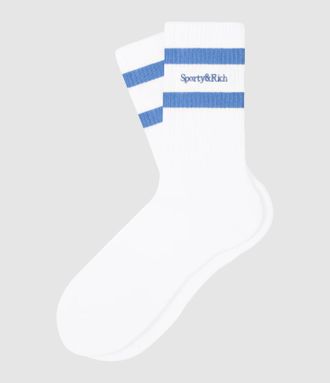 Sporty & Rich Chaussettes Serif Logo White Softee
