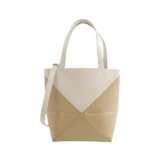 Loewe Pre-owned Puzzle Fold Calf Tote Bag Mini - Dames - Vintage Handtas - Beige - ONE Size - Leer - Vintage