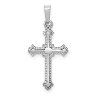 Diamond2Deal 14k White Gold Polished Cross Pendant