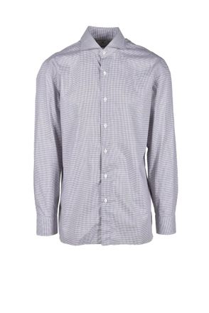 LUIGI BORRELLI NAPOLI Cotton Shirt - Blue/Brown