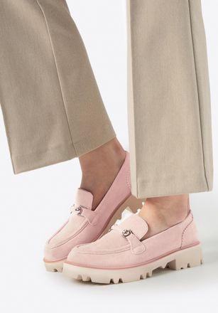 Wittchen Dames Su&egrave;de Loafers met Gesp Roze