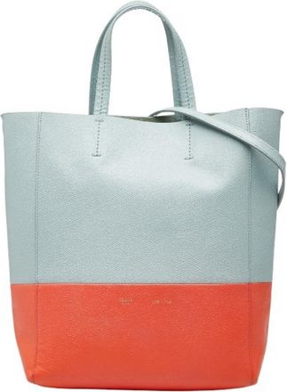 Celine Light Blue Orange Leather Shoulder Bag Tote Bag (Pre-Owned)