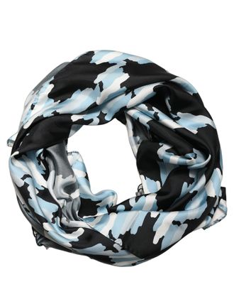 Dolce & Gabbana Black Blue Abstract Silk Shawl Stole Womens Scarf