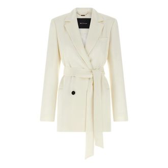 Kiton Double-breasted Silk Blazer - female - Kiton - Blazers - White - L - Jackets