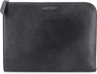 Orciani Tijdloze Slim Boarded Leren Documentenhouder - Heren - Portefeuilles - Zwart - ONE Size - Katoen - Accessoires