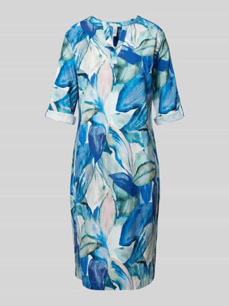 Toni Knielanges Tunikakleid mit Leinen-Anteil in Blau, Größe 36