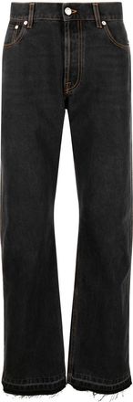 Alexander McQueen side stripe straight-leg jeans - men - Cotton/Cotton/Polyester - 50 - Black