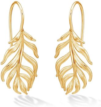 Dower & Hall Long Angel Feather Drop Earrings