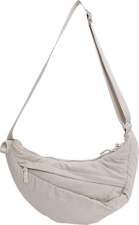 Generic Nylon Crescent Crossbody Bags for women, Dumpling Shoulder Bag Purse Bag for Outdoor Travel, Lightweight Moon Bag (beige)