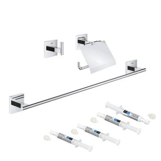 GROHE Set De Accesorios Cromados 3 En 1 Grohe Start Cube + 2 Grohe Quickglue A1 + 1 Grohe Quickglue A2