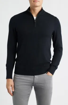 Mizzen+Main Heritage Quarter Zip Sweater in Black at Nordstrom, Size Small