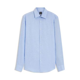 BOSS Slim-fit shirt in linen-blend twill