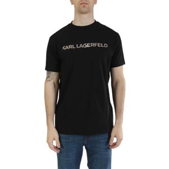 Karl Lagerfeld Tops, Heren, Zwart, L, Katoen, T-shirt met ronde hals