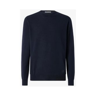 Corneliani Trui met ronde hals van zuivere wol - Heren - Truien - Blauw - Maat: XL Wol