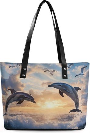 Generic Dolphins LOVE Tote Bags for Women Cute Shoulder Purses Handbags