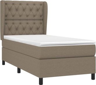 vidaXL Cama Box Spring Con Colch&oacute;n Tela Gris Taupe 80x200 Cm Vidaxl