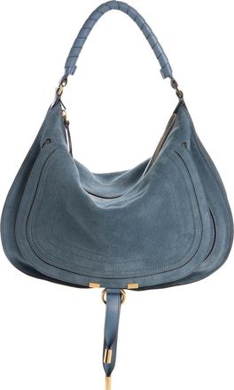 Chlo&eacute; Medium Marcie Suede Shoulder Bag in Ashes Blue at Nordstrom