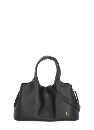 Coccinelle Medium Pebbled Leather Shoulder Bag with Golden Logo