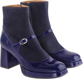 Chie Mihara Heeled Boots - Dames - Laarzen met Hak - Blauw - 39 1/2 EU - Leer - Schoenen