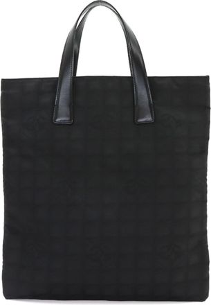 Chanel Black New Travel Line Leather Handbag Tote Bag (Pre-Owned)