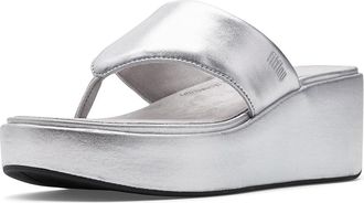 FitFlop Platfforms Wedge Toe-Post Sandals Womens Wedge Shoes Silver : 10 M (B)